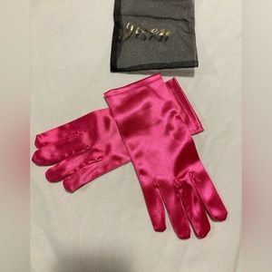 Pink 9” satin gloves, only removed for pictures, NIP